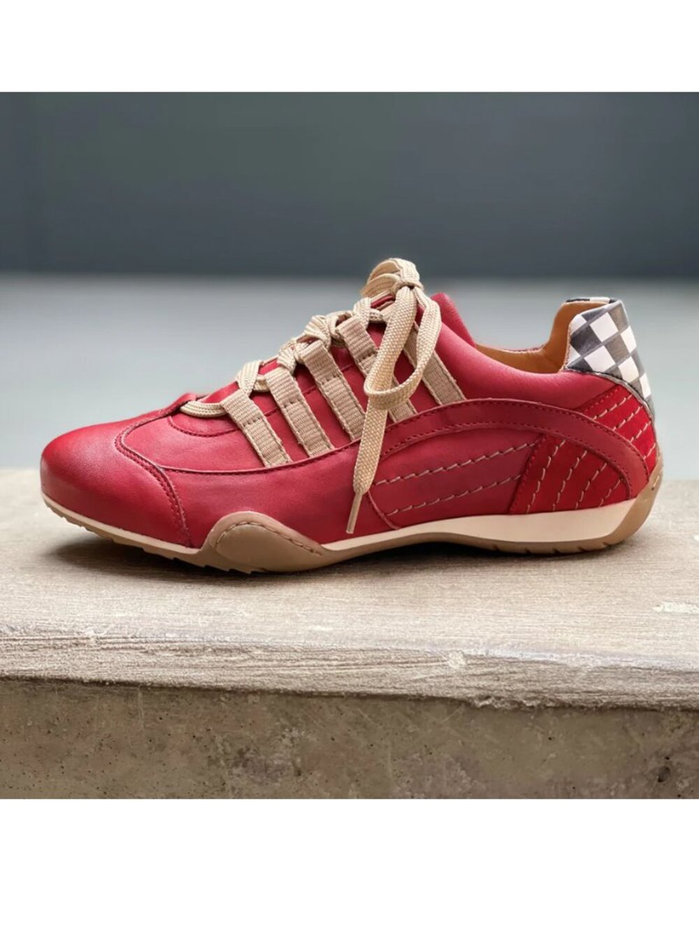 NWT Women's Racing Sneaker Size 8.5-9 (40) Red and Tan